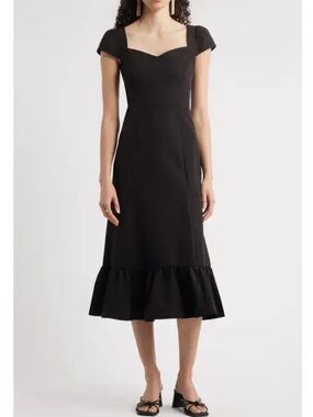 Chelsea28 Sweetheart Neckline Cap Sleeve Midi Dress